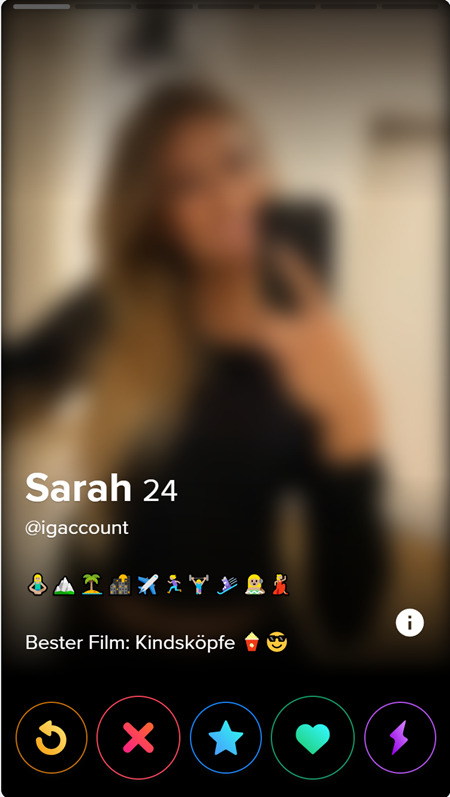 Tinder-Profiltext mit zu vielen Emojis