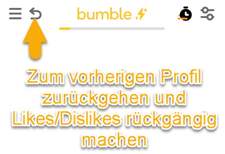 Bumble Likes/Dislikes widerrufen