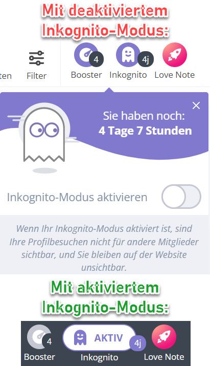 LoveScout24 Inkognito-Modus