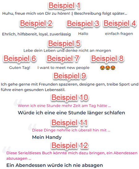 LoveScout24 Profiltext-Beispiele