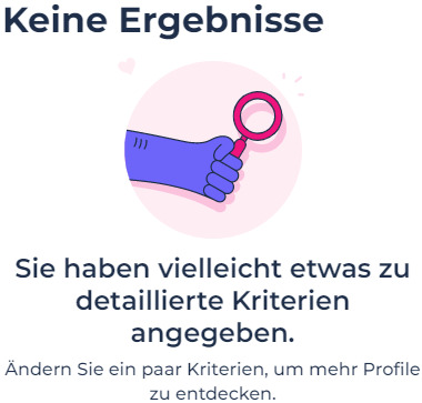 LoveScout24 Suchfunktion keine Ergebnisse