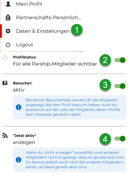 Parship Unsichtbar-Modus