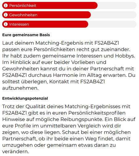 Parship gutes Matching-Ergebnis mit Konfliktpotenzial