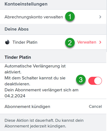 Tinder kündigen